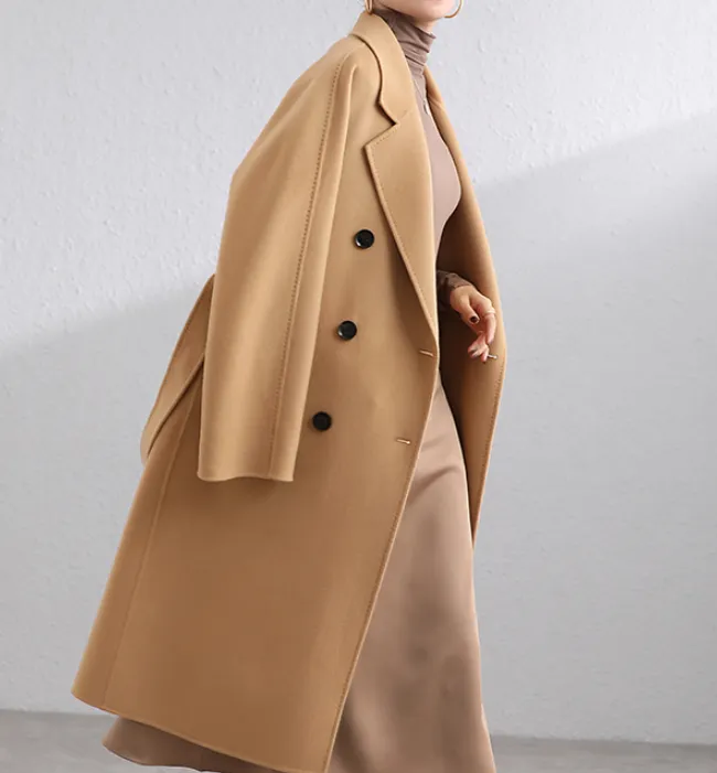 Long Women Coat,Winter Wool Coat handmade Wool Coat/0553