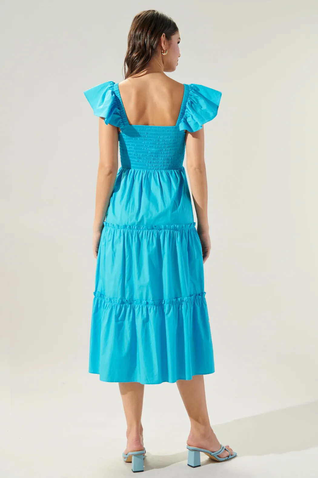 Lou Smocked Tiered Midi Dress