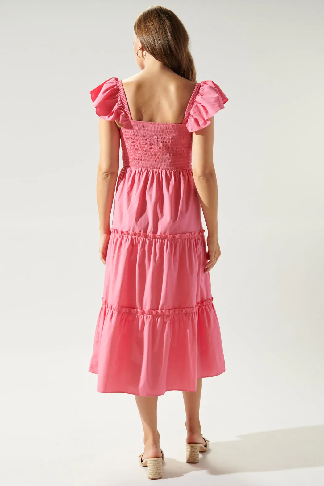 Lou Smocked Tiered Midi Dress
