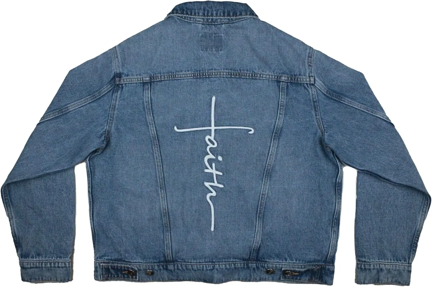Love in Faith | Faith Cross Denim Jacket | Christian Denim Jacket for Women | Faith-Based Apparel | Christian Gifts