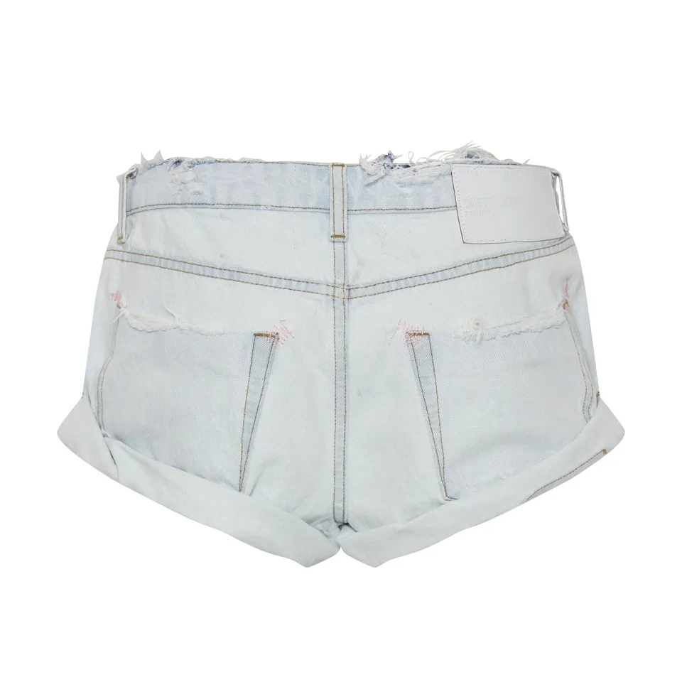 Low Waist Relaxed Fit Denim Short - Light Blue
