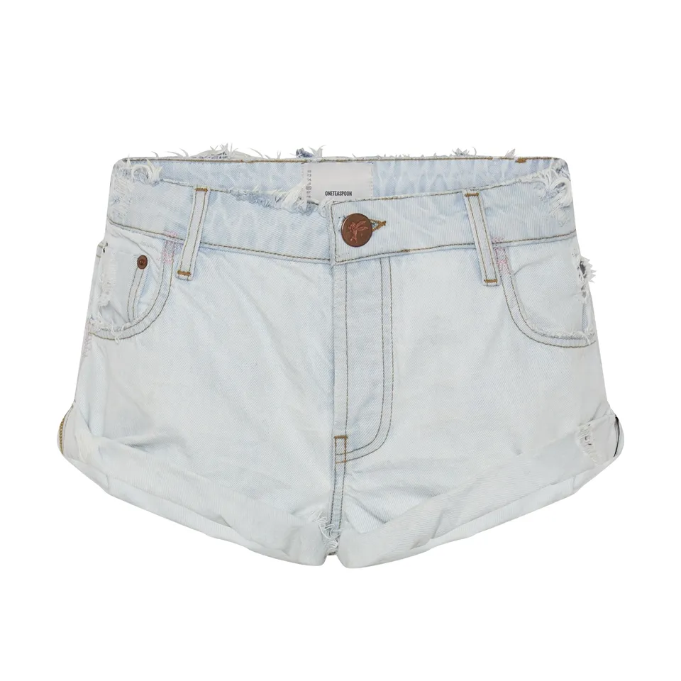 Low Waist Relaxed Fit Denim Short - Light Blue