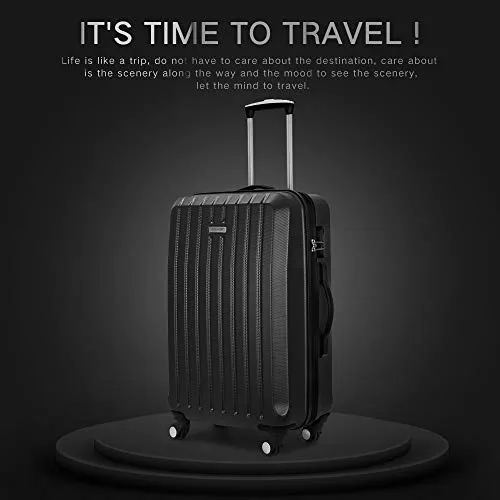 Luggage 3 Piece set ABS Hardshell with Spinner Durable and Lightweight 3 PC Suitcase sets 20 24 28 inch, Free Backpack Inside (Dark Grey)