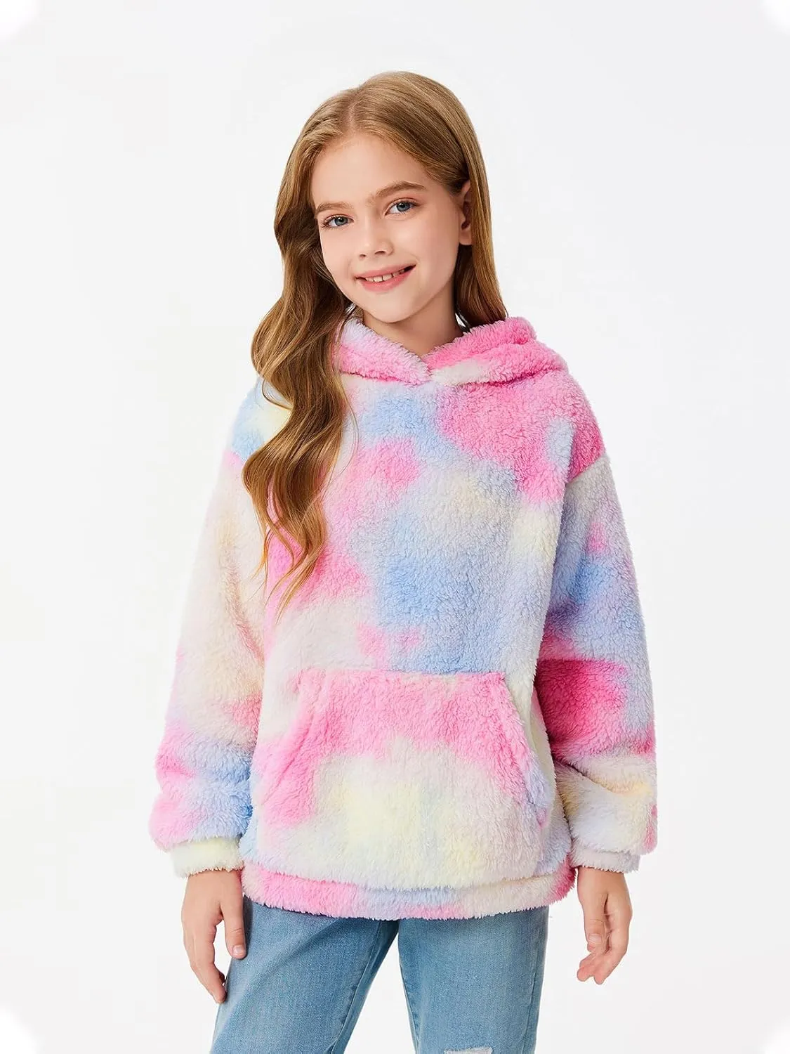 Makkrom Boys Girls Sherpa Hoodies Fleece Hoodie Pullover Outfits for Kids