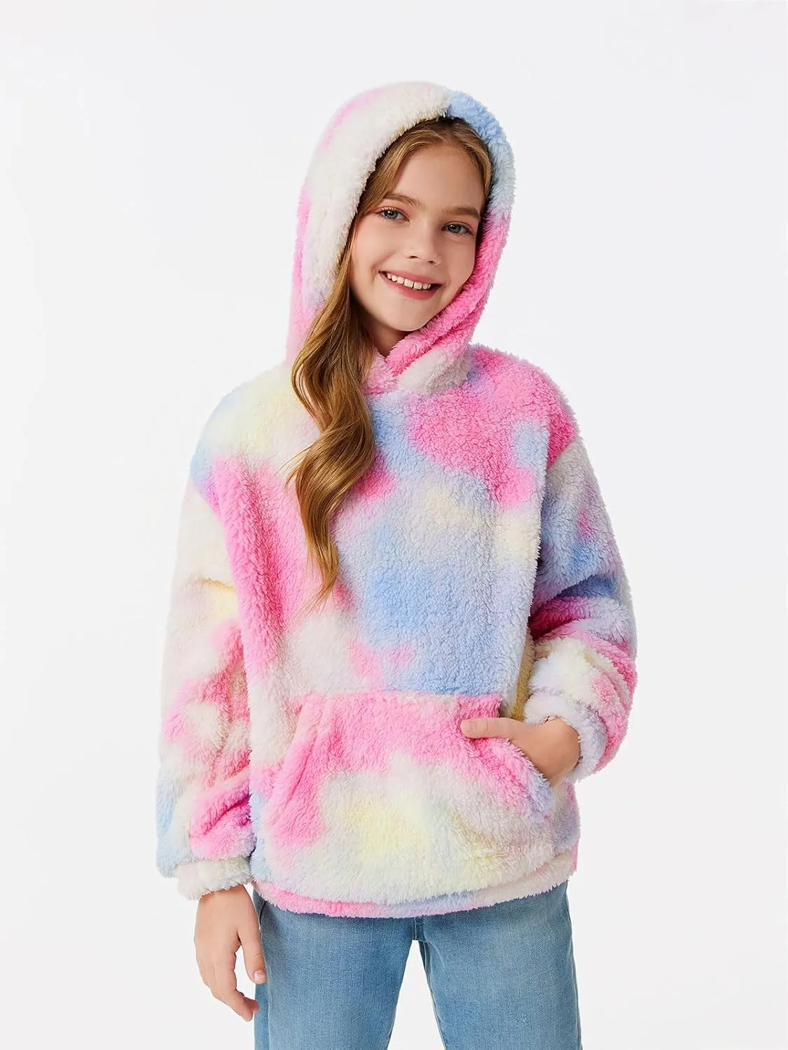 Makkrom Boys Girls Sherpa Hoodies Fleece Hoodie Pullover Outfits for Kids