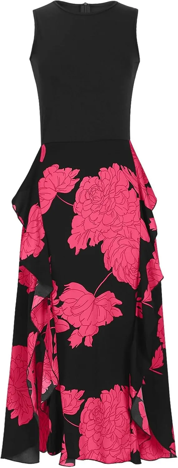 Maxi Boho Sun dresseses for Women 2024 Elegant Sleeveless Split Beach Long Flowy Dress Casual Summer Floral Dresses