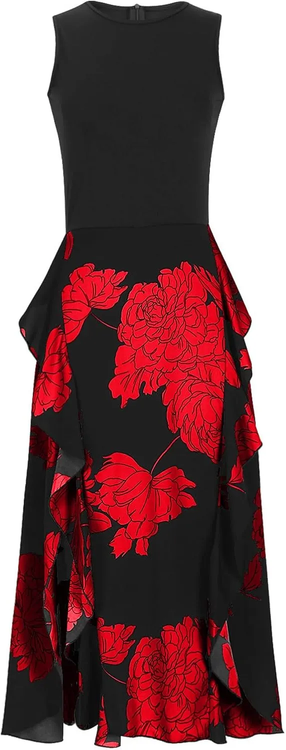 Maxi Boho Sun dresseses for Women 2024 Elegant Sleeveless Split Beach Long Flowy Dress Casual Summer Floral Dresses