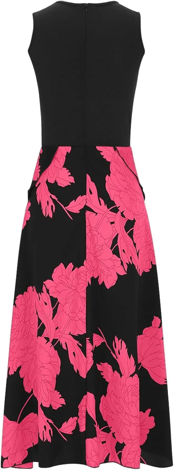 Maxi Boho Sun dresseses for Women 2024 Elegant Sleeveless Split Beach Long Flowy Dress Casual Summer Floral Dresses