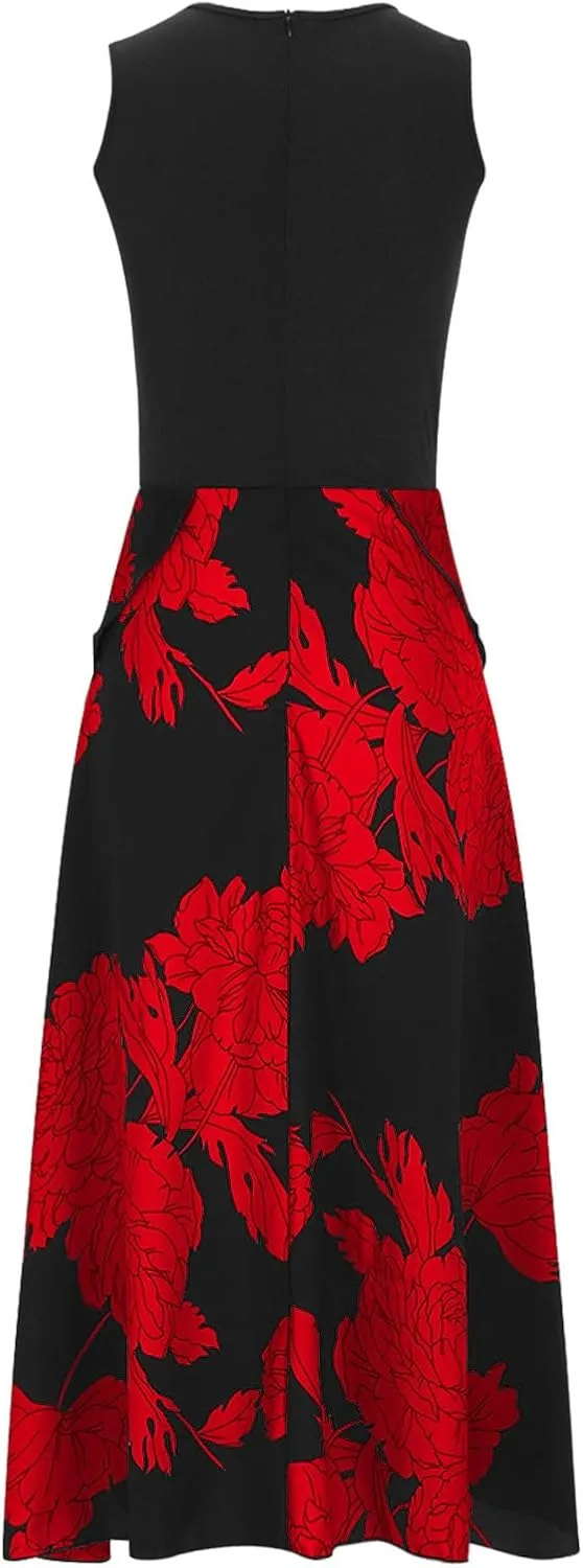 Maxi Boho Sun dresseses for Women 2024 Elegant Sleeveless Split Beach Long Flowy Dress Casual Summer Floral Dresses