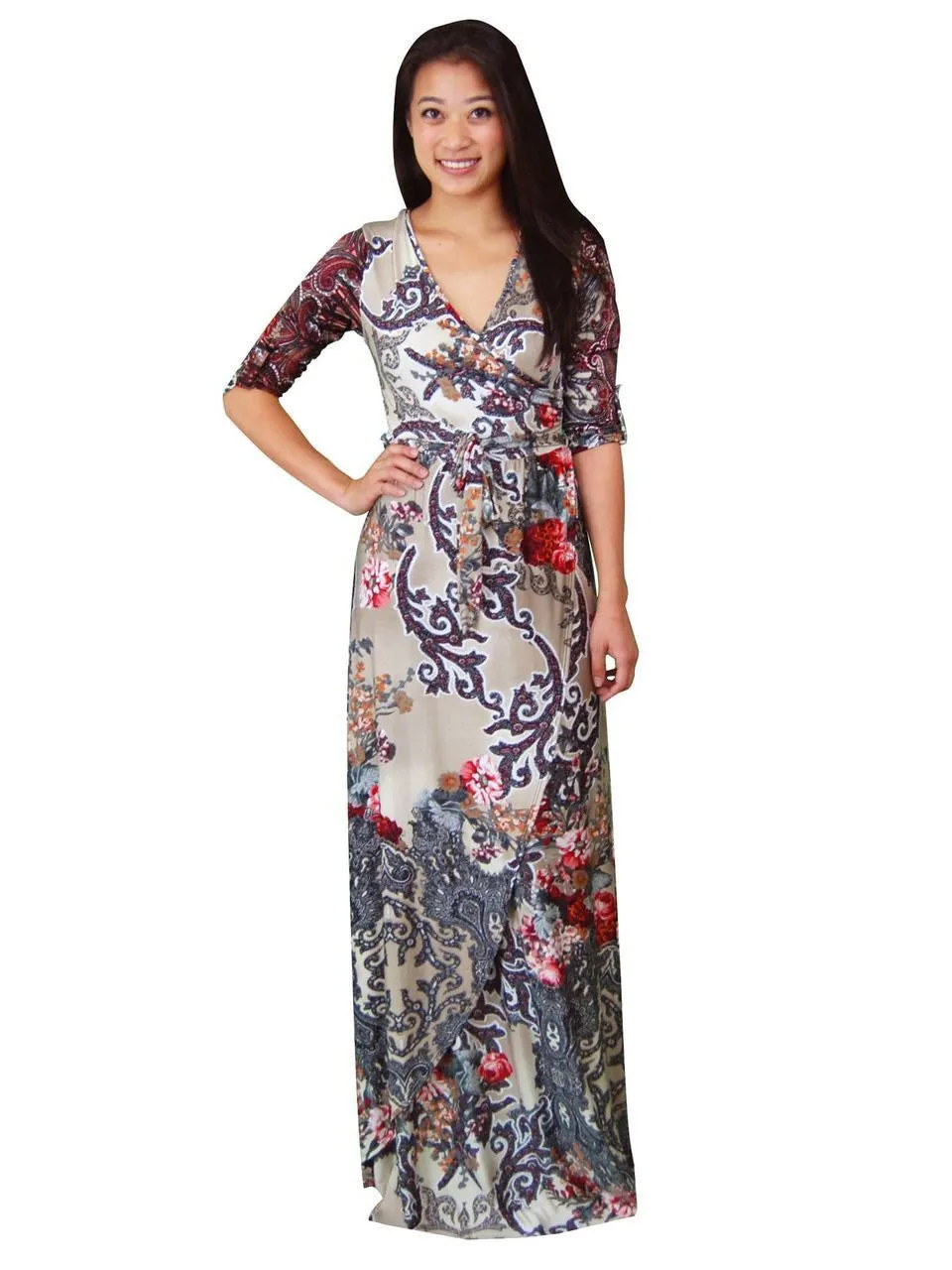 Maxi Dress with Sleeves Bombshell Red Three