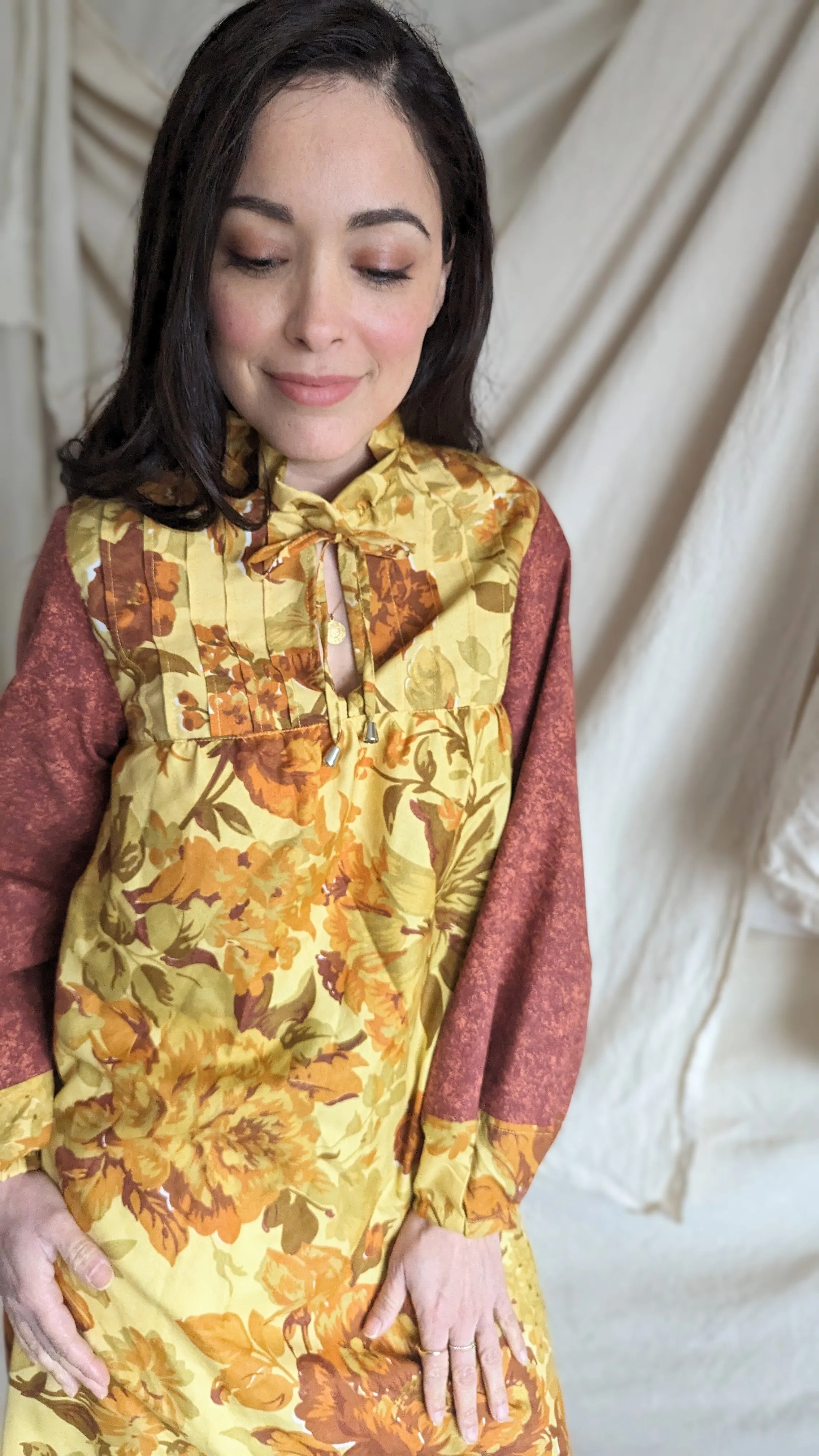 Meg Tunic Dress with Vintage & Upcycled Fabrics XS/S #MEGTU15