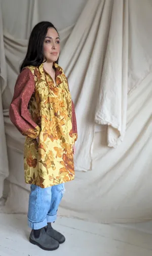 Meg Tunic Dress with Vintage & Upcycled Fabrics XS/S #MEGTU15