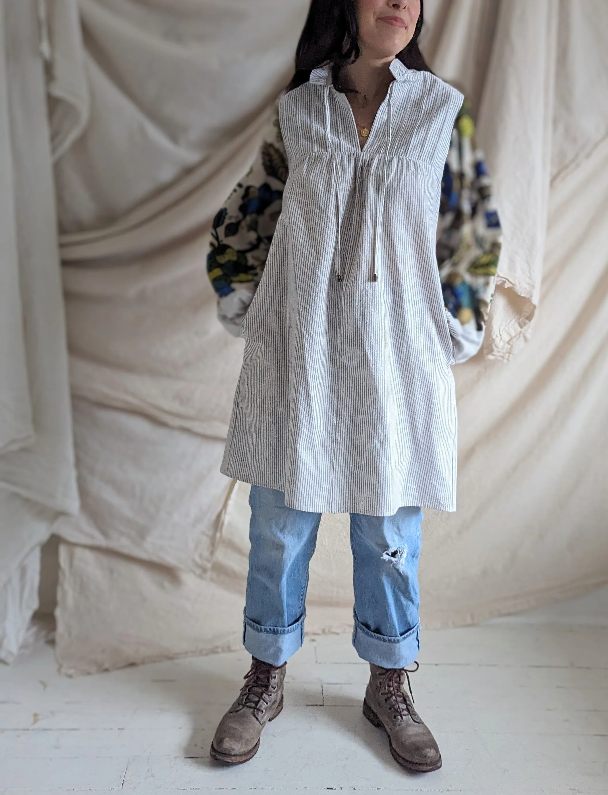 Meg Tunic with Vintage Drapery XS #MEGTU9