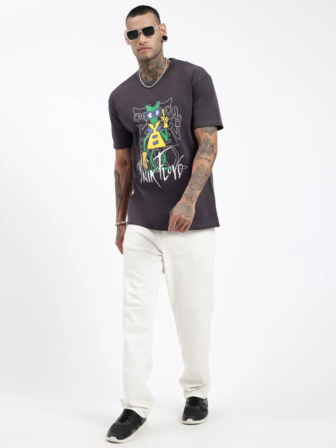 Men Graphic Grey Relaxed Fit T Shirt