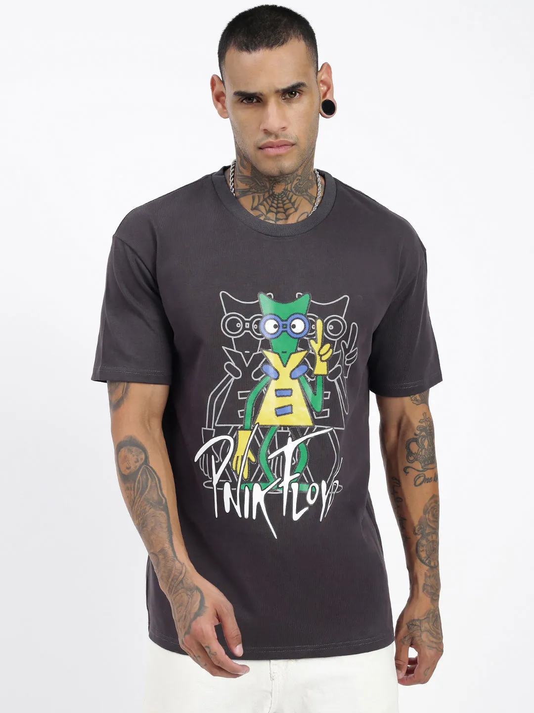 Men Graphic Grey Relaxed Fit T Shirt
