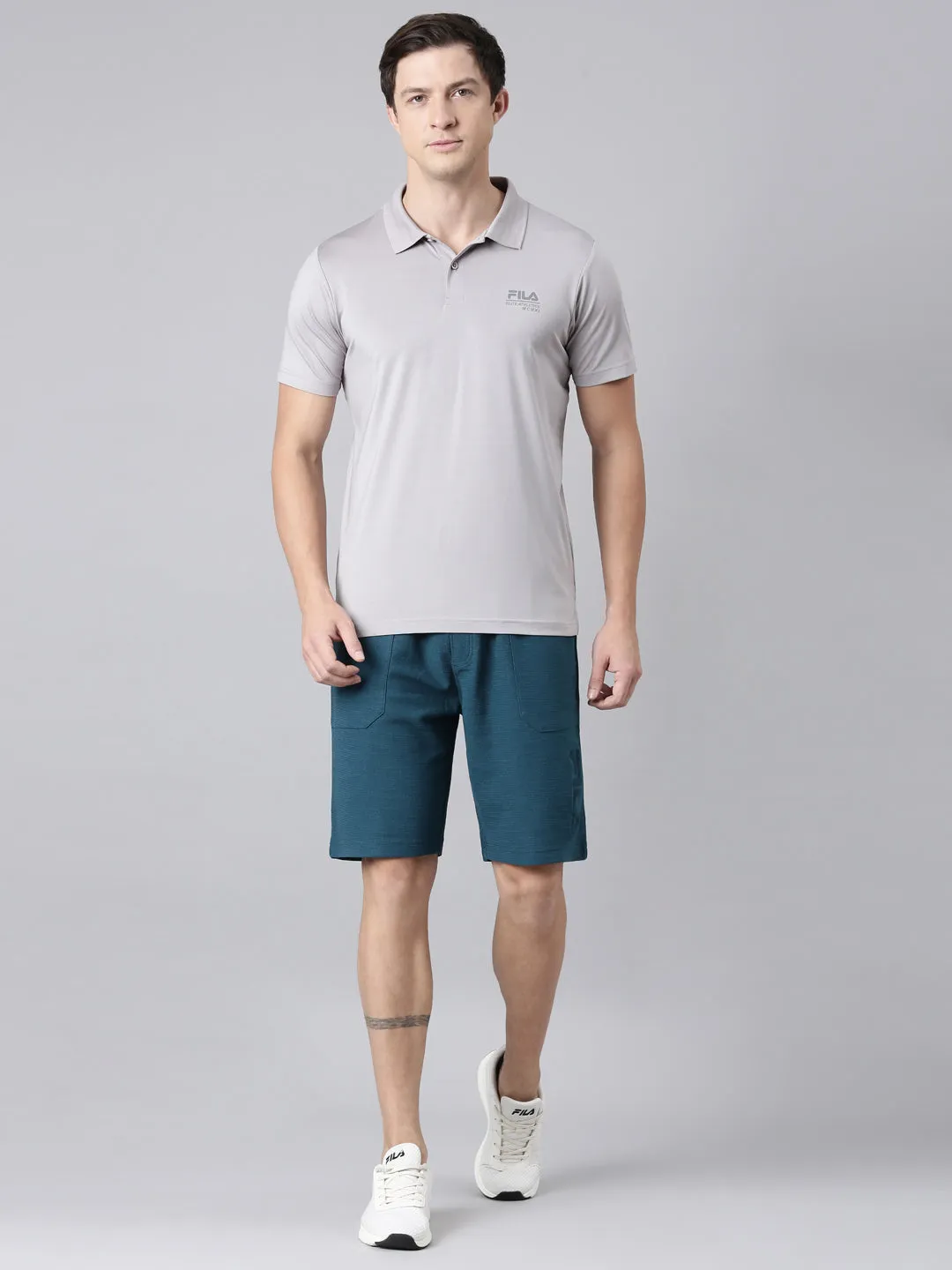 Men Grey Polo Collar T-Shirts Regular Fit