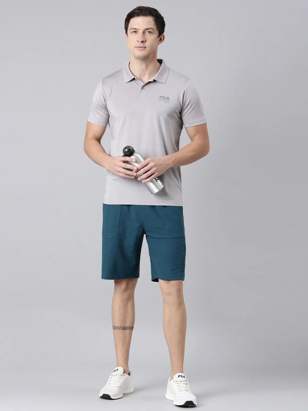 Men Grey Polo Collar T-Shirts Regular Fit