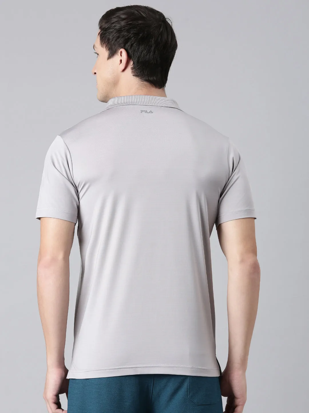 Men Grey Polo Collar T-Shirts Regular Fit