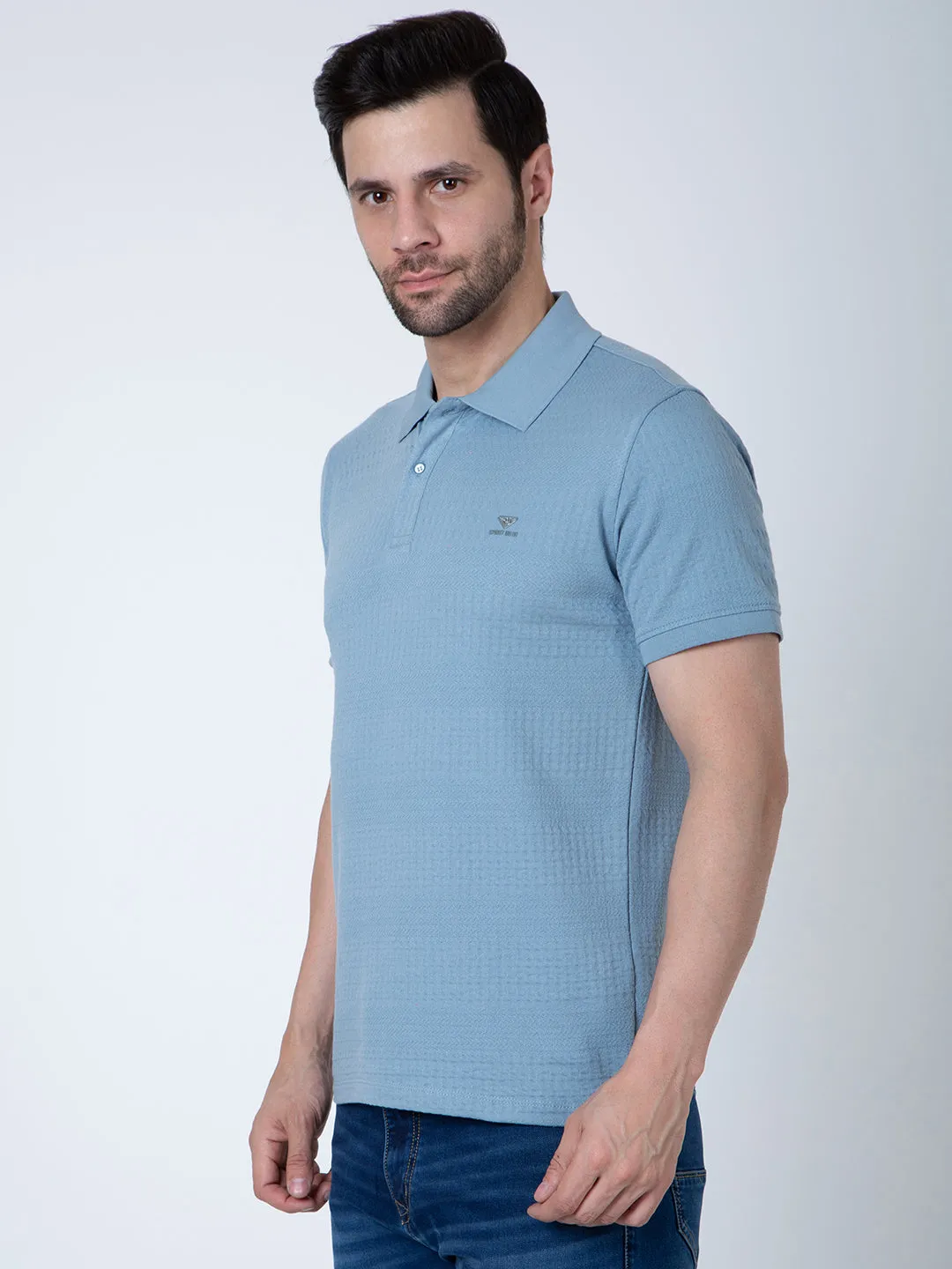 Men Polo Jacquard Sky T-Shirt