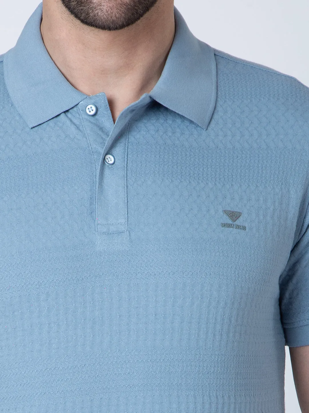 Men Polo Jacquard Sky T-Shirt