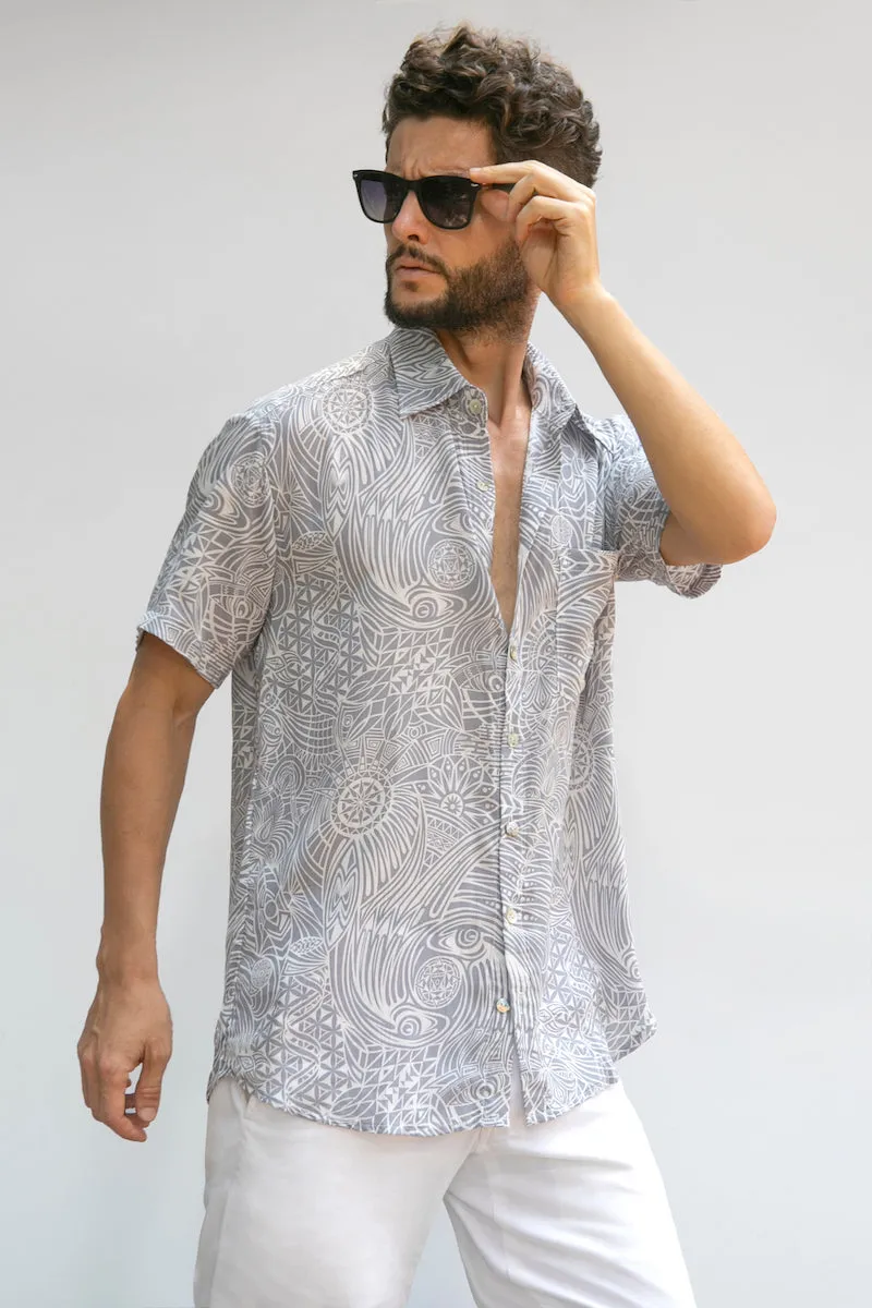Men Shirt - Tribal Eagle Grey