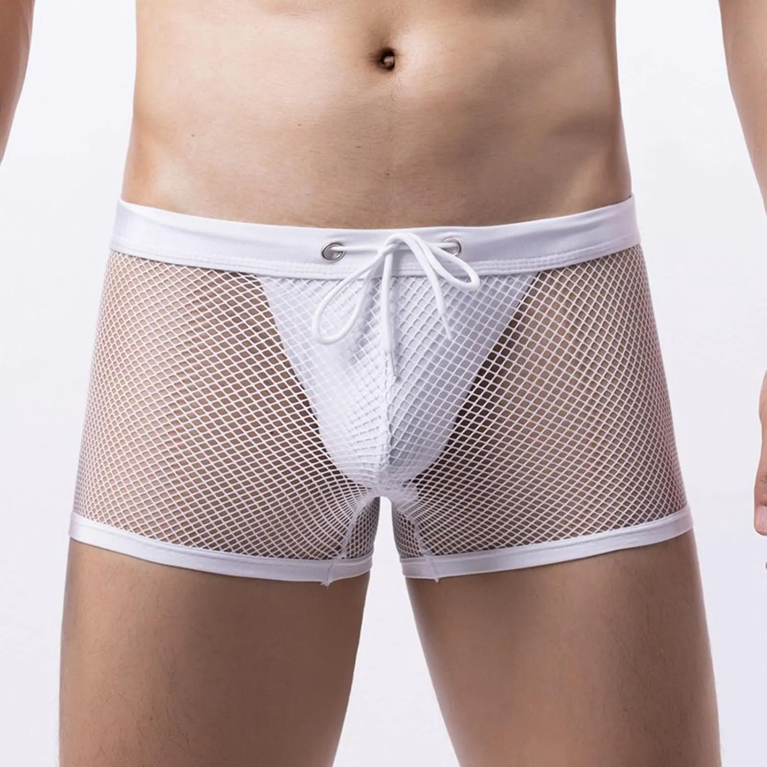 Men's Exotic Mesh Lingerie Breathable Low Waist Hollow Out Design Wear for