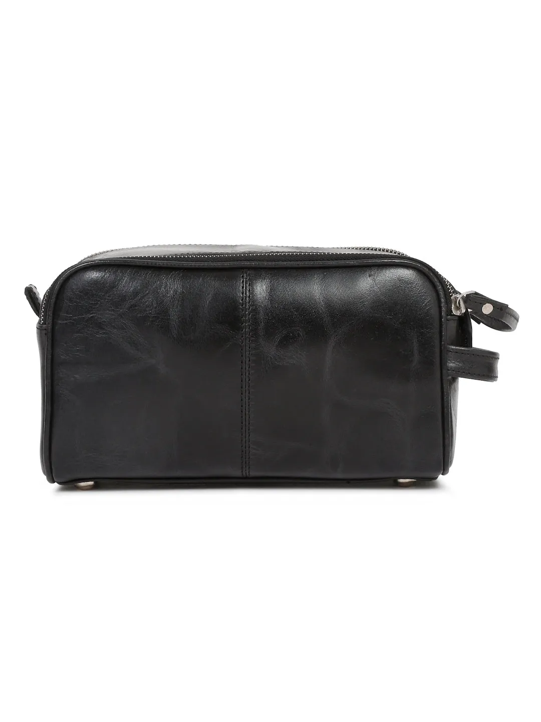 Men's Italian Leather Toiletry Kit Travel Organizer Pouch with Multiple Compartments