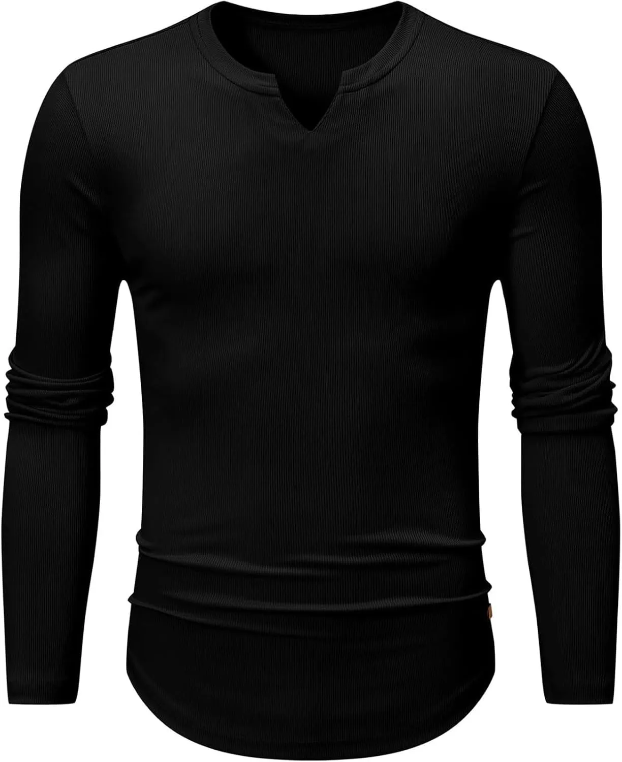 Men's Long Sleeve V-Neck T-Shirt, Soft Cotton, Slim Fit, Casual Wear, Burgundy, Stylish and Comfortable Design