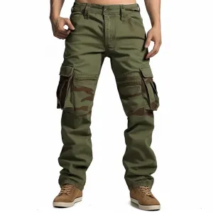 Men's Military Cargo Pants Baggy Straight Multiple Pockets