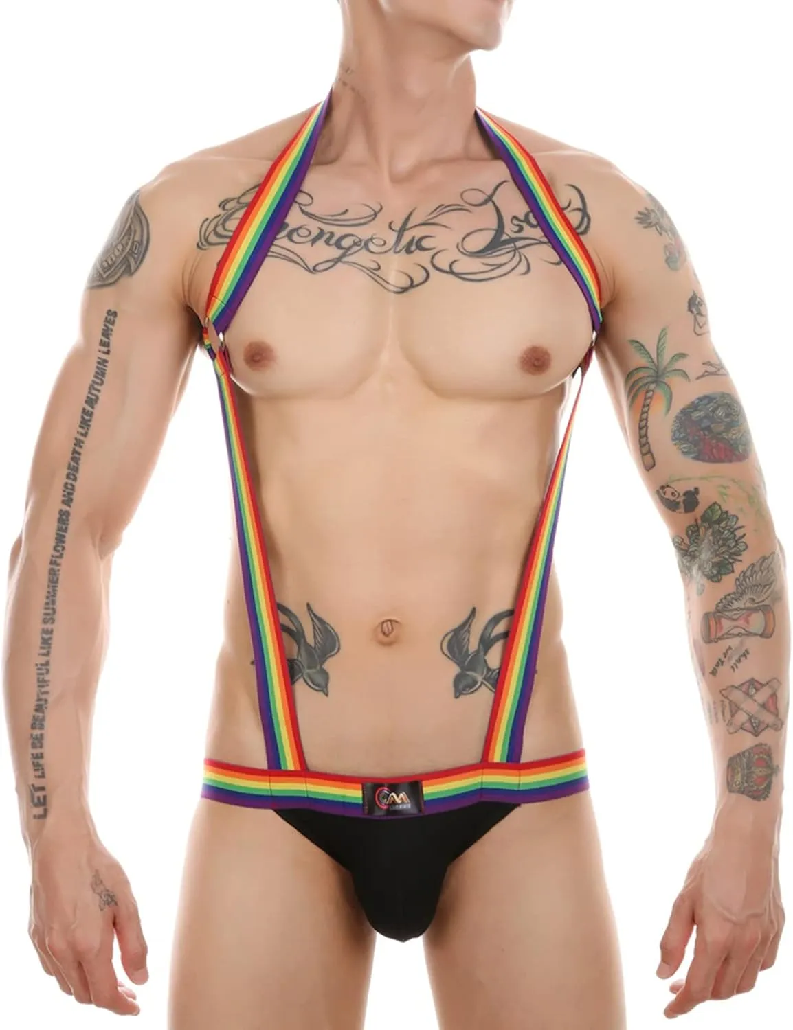 Men's Nylon Custom Harness Shoulder Strap Muscles Protector Garter Briefs Club Wear Costume