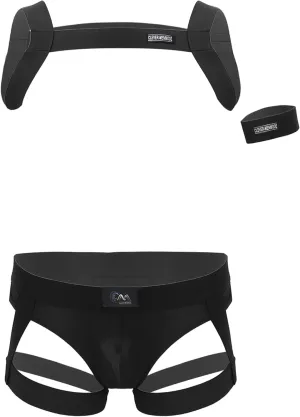 Men's Nylon Custom Harness Shoulder Strap Muscles Protector Garter Briefs Club Wear Costume