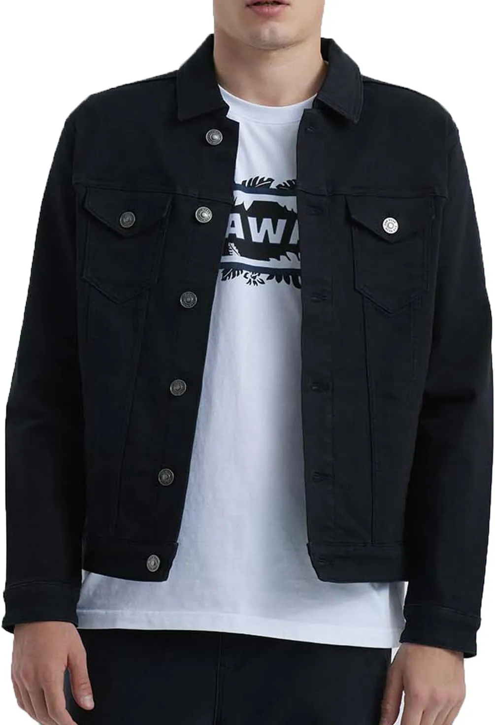 Mens Rugged Wear Button Down Denim Jacket Fashion, Classic Long Sleeve Jean Jacket