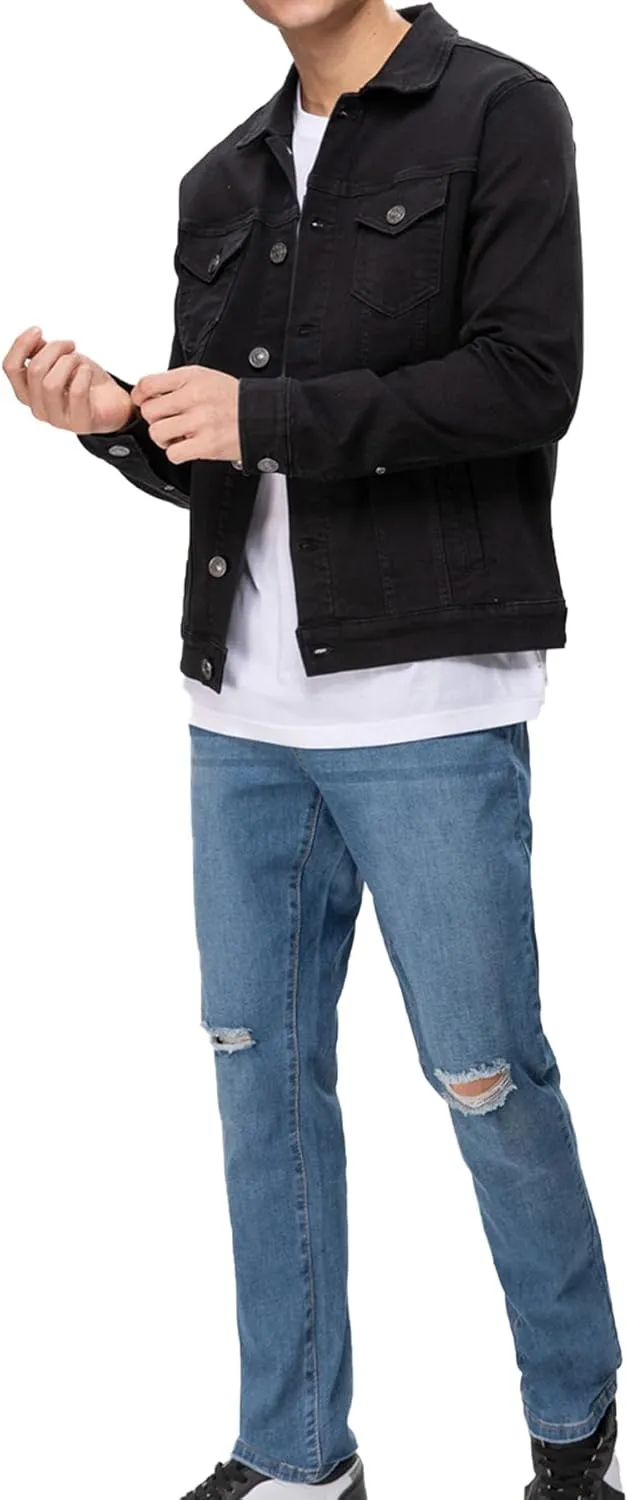 Mens Rugged Wear Button Down Denim Jacket Fashion, Classic Long Sleeve Jean Jacket