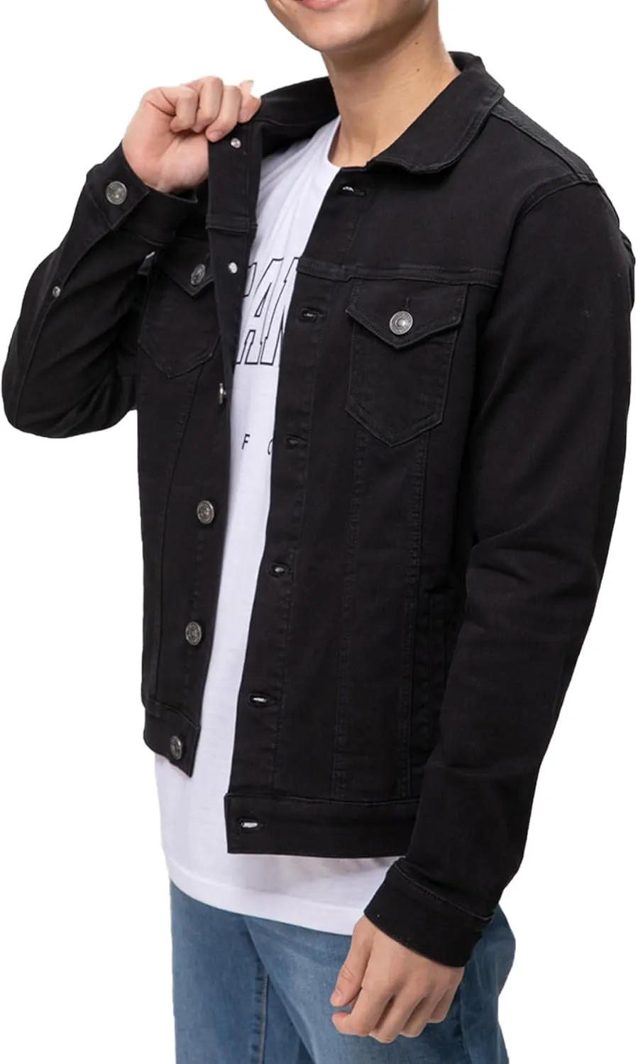 Mens Rugged Wear Button Down Denim Jacket Fashion, Classic Long Sleeve Jean Jacket