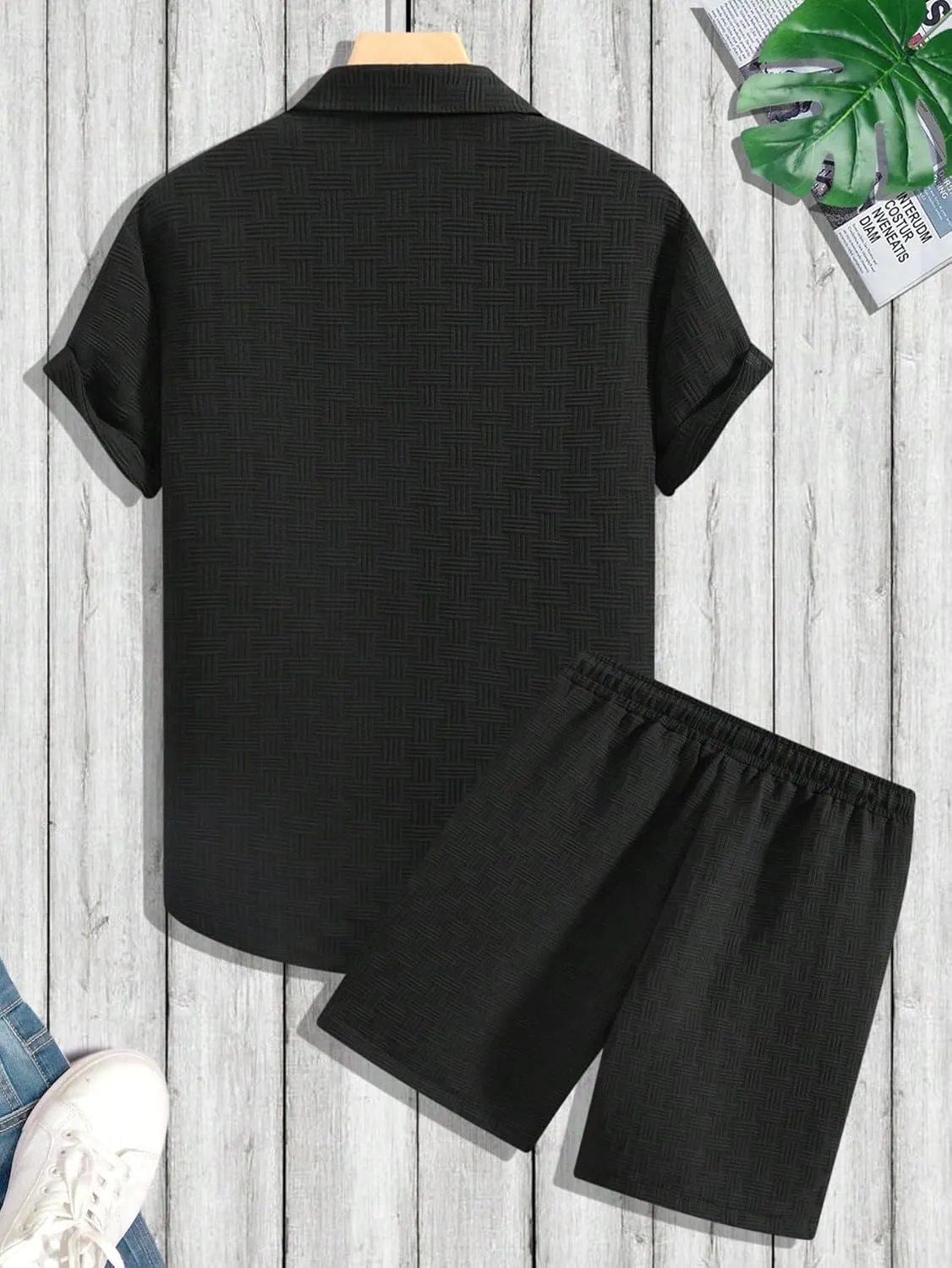 Men's Short Sets 2 Piece Outfits Button Down Linen Shirts and Short Sets Summer Beach Outfis