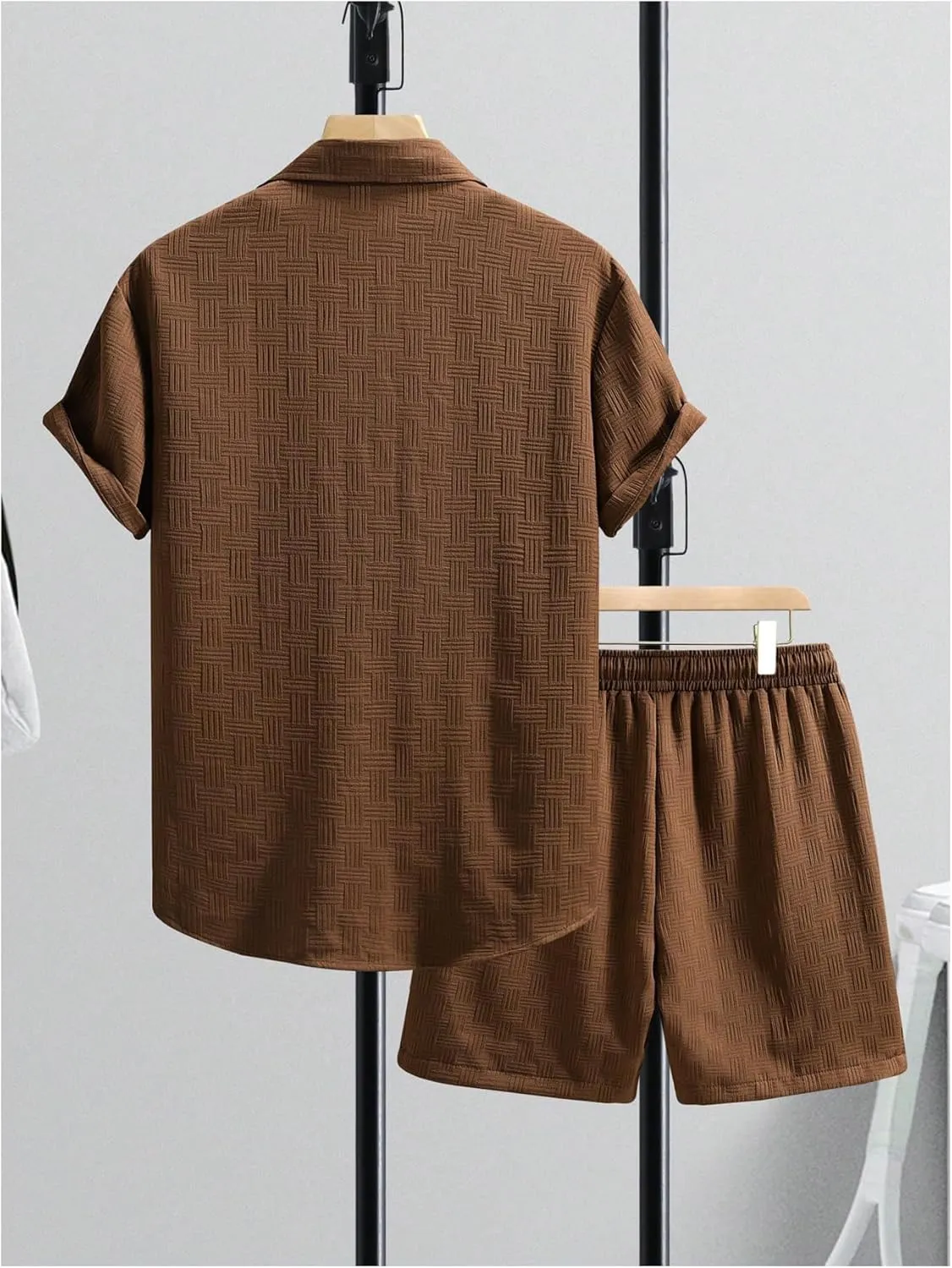 Men's Short Sets 2 Piece Outfits Button Down Linen Shirts and Short Sets Summer Beach Outfis