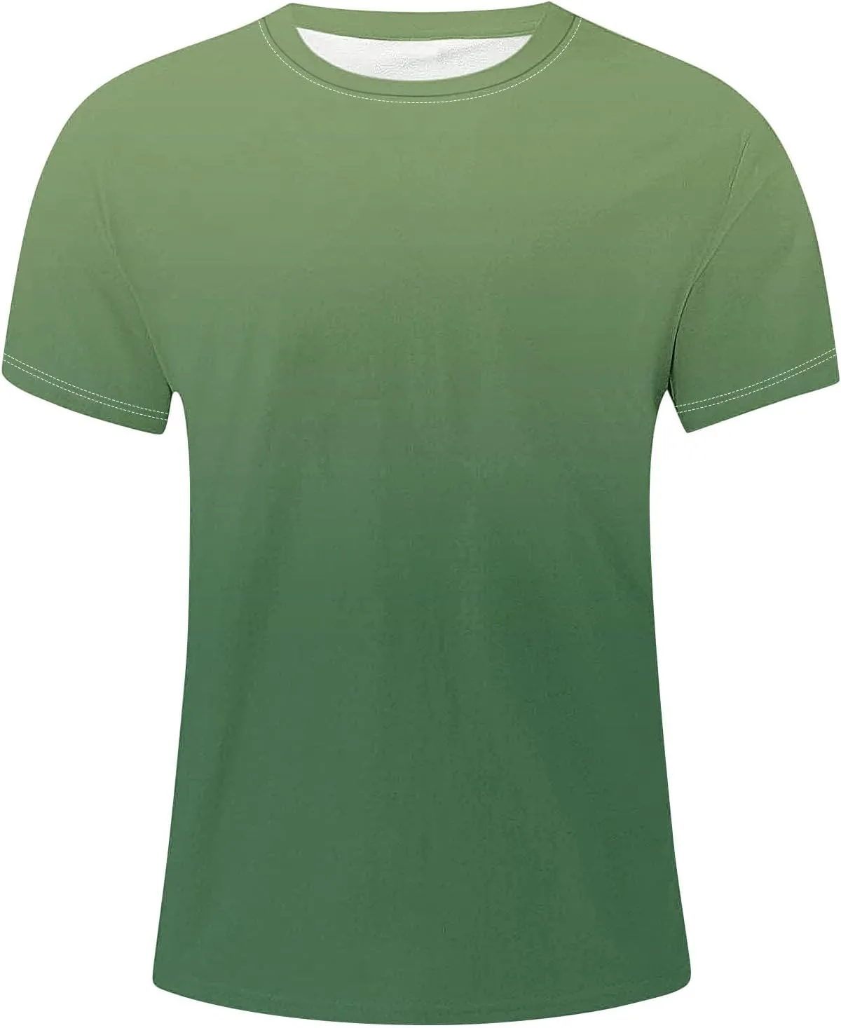 Mens Summer Shirt Causal Short Sleeve Gradient Color Fashion Top Lightweight Crewneck Shirts Gym Workout Pullover
