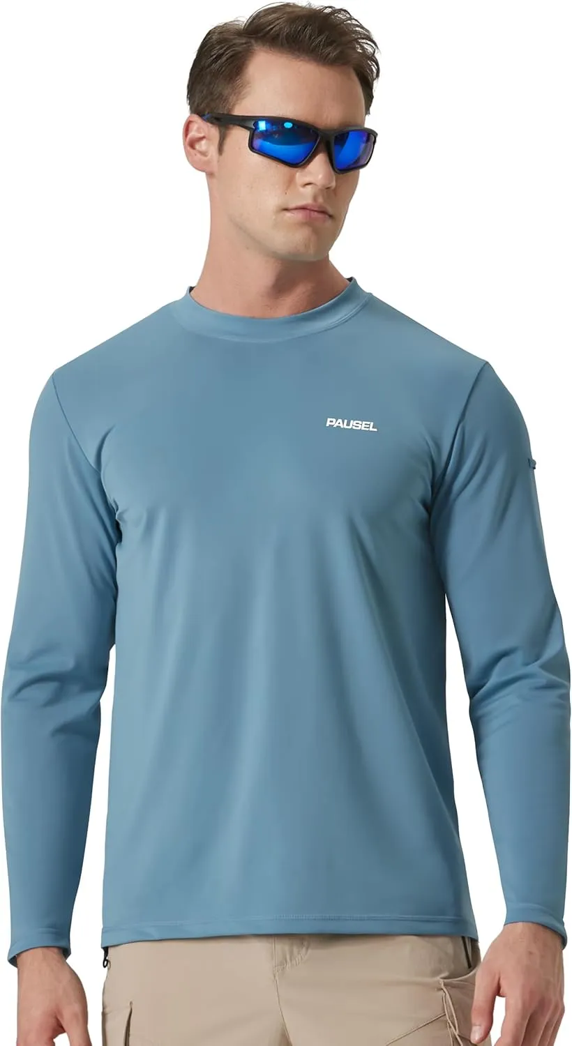 Men's Sun Protection Long Sleeve Swim Shirts Quick Dry Rash Guard Lightweight UPF 50  Fishing Hiking Beach UV Shirt