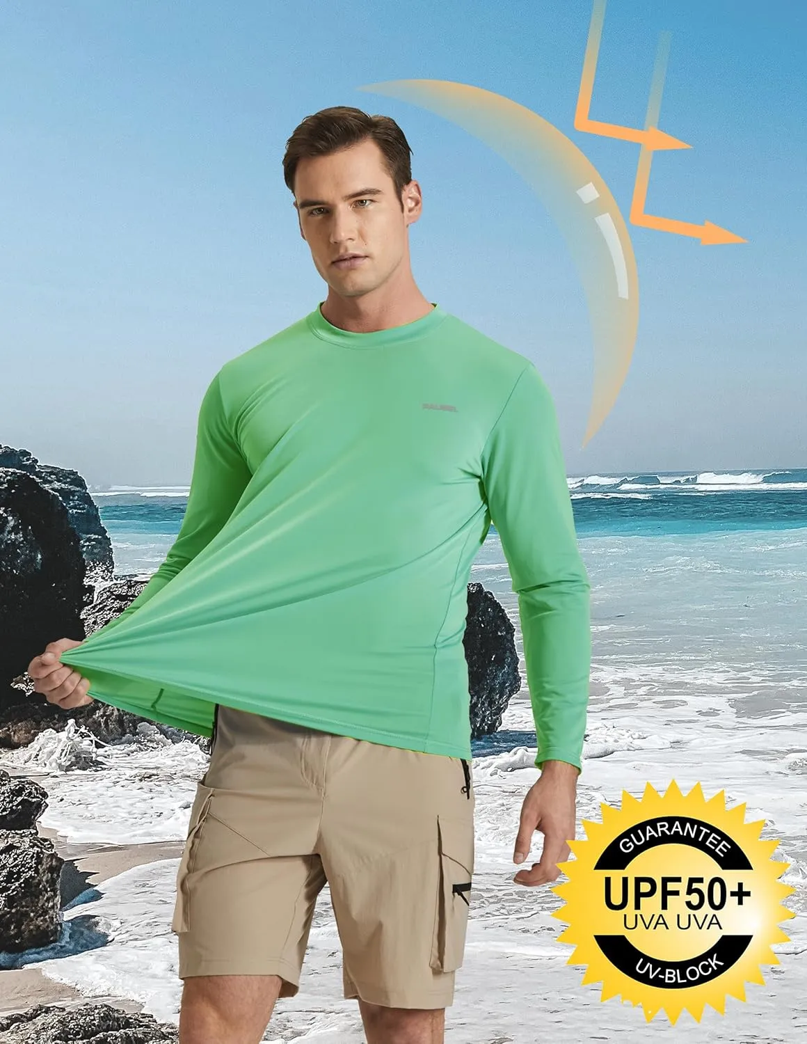 Men's Sun Protection Long Sleeve Swim Shirts Quick Dry Rash Guard Lightweight UPF 50  Fishing Hiking Beach UV Shirt