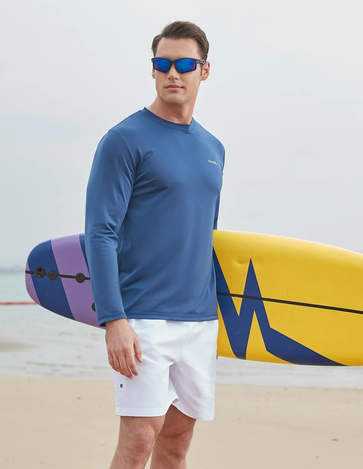Men's Sun Protection Long Sleeve Swim Shirts Quick Dry Rash Guard Lightweight UPF 50  Fishing Hiking Beach UV Shirt