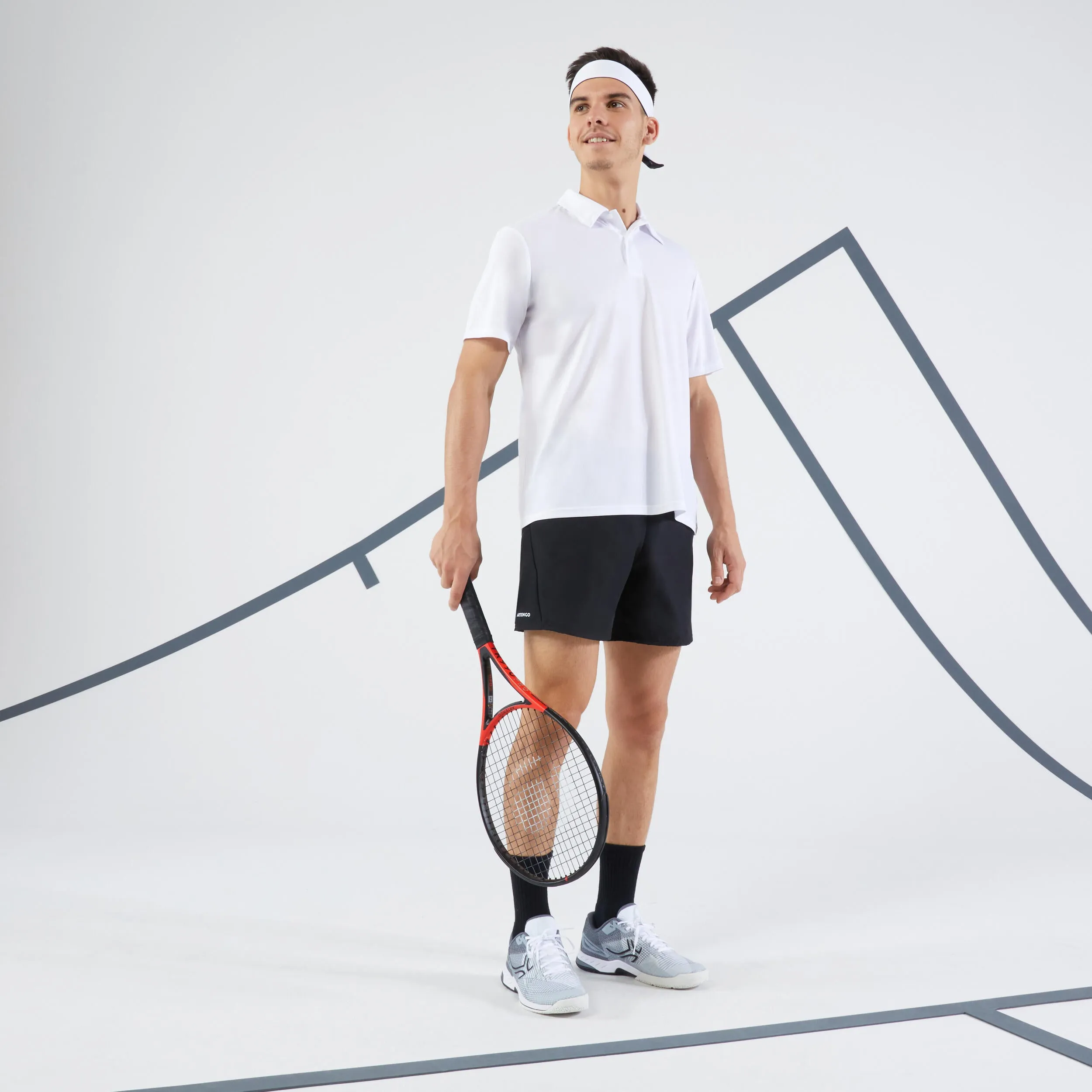 Men's tennis polo shirt with short sleeves - Essential white ARTENGO, white