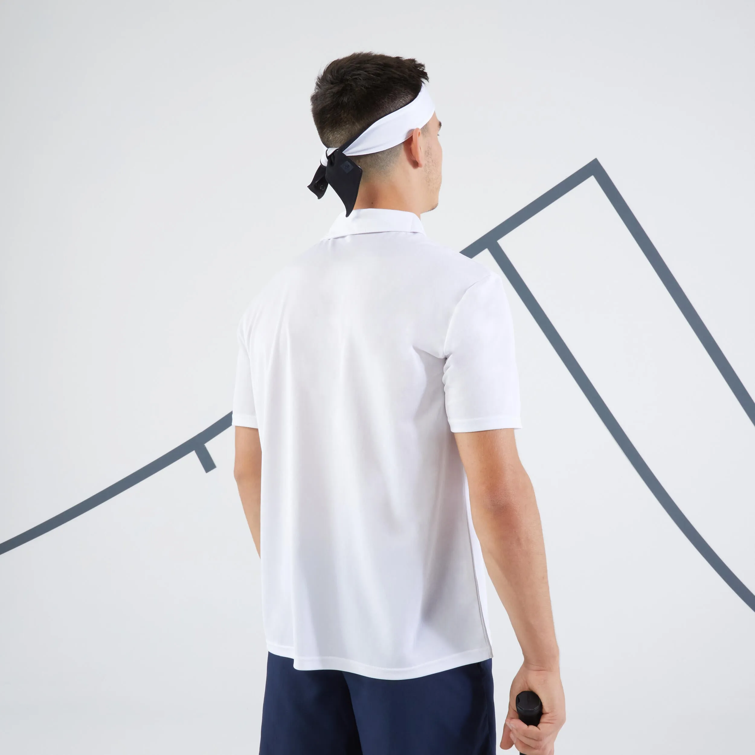 Men's tennis polo shirt with short sleeves - Essential white ARTENGO, white