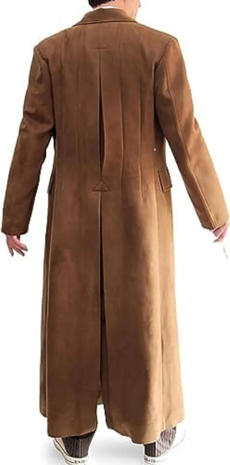 Men's Who Brown Wool 10th Dr. Doctor Gabardina Long Trench Coat Costume for Halloween Cosplay
