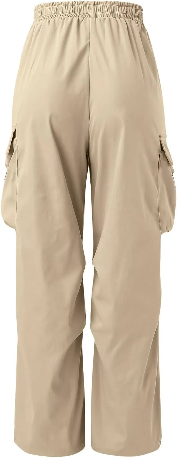 Mens Work Cargo Pant Cotton Stretchy Casual Joggers Drawstring Elastic Waist Outdoor Pants Multi Pockets
