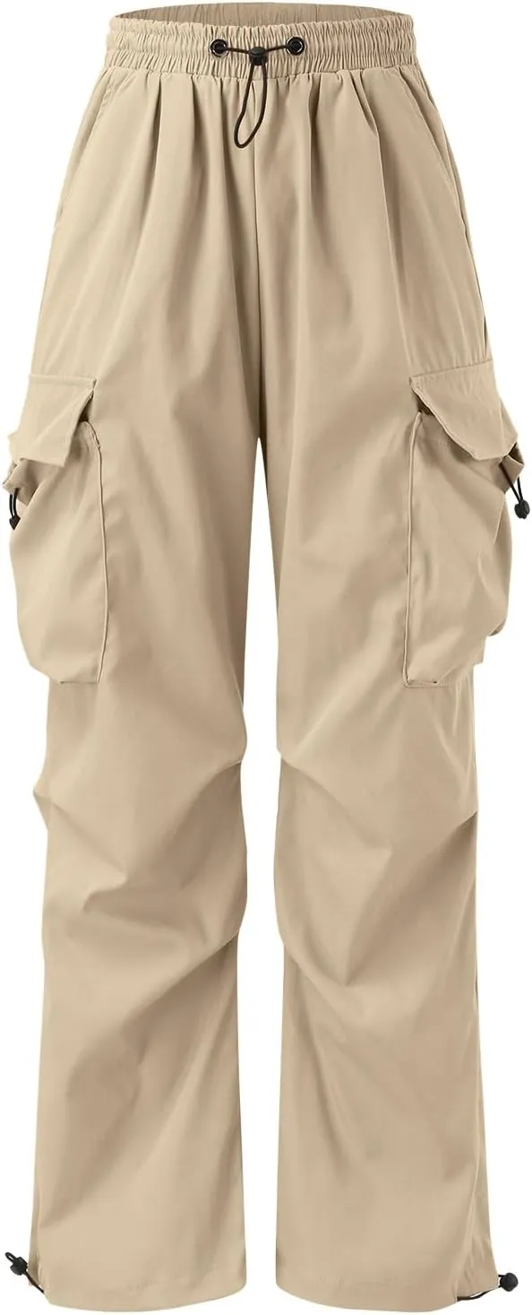 Mens Work Cargo Pant Cotton Stretchy Casual Joggers Drawstring Elastic Waist Outdoor Pants Multi Pockets