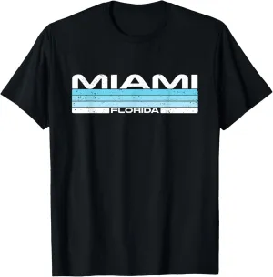 Miami State of Florida Blue Sunset Vintage Design T-Shirt