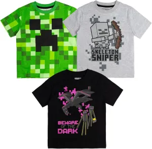 Minecraft Mobs Skeleton Enderman 3 Pack T-Shirts Little Kid to Big Kid