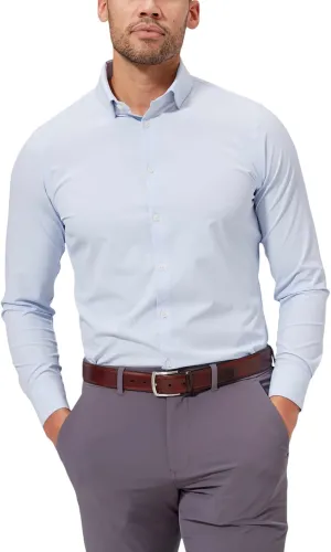 Mizzen Main Leeward Wrinkle-Resistant, Long-Sleeve Performance Men's Dress Shirt with 4-Way Stretch, Trim Fit