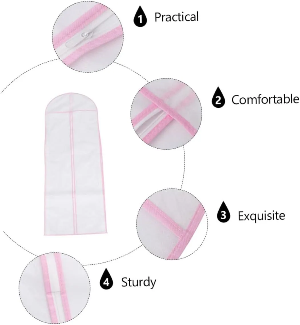 Mobestech 1Pc Wedding Gown Protective Storage Bag Non Woven Garment Cover Dust Dress Pouch for Long Term Storage and Display for Wedding Dresses