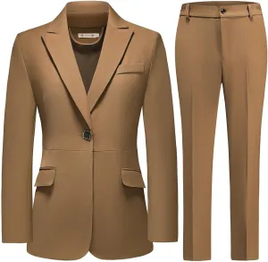 MODFUL Pant Suits for Women Business Suit Set 2 Piece Slim Fit Blazer Jacket One Button Formal Suit